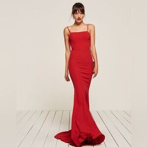 Reformation Red Gown Dahlia Corset Dress
